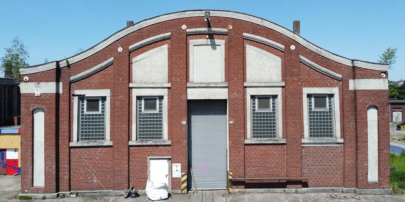 Kesselhaus 1 Außenansicht, rotes Backsteingebäude